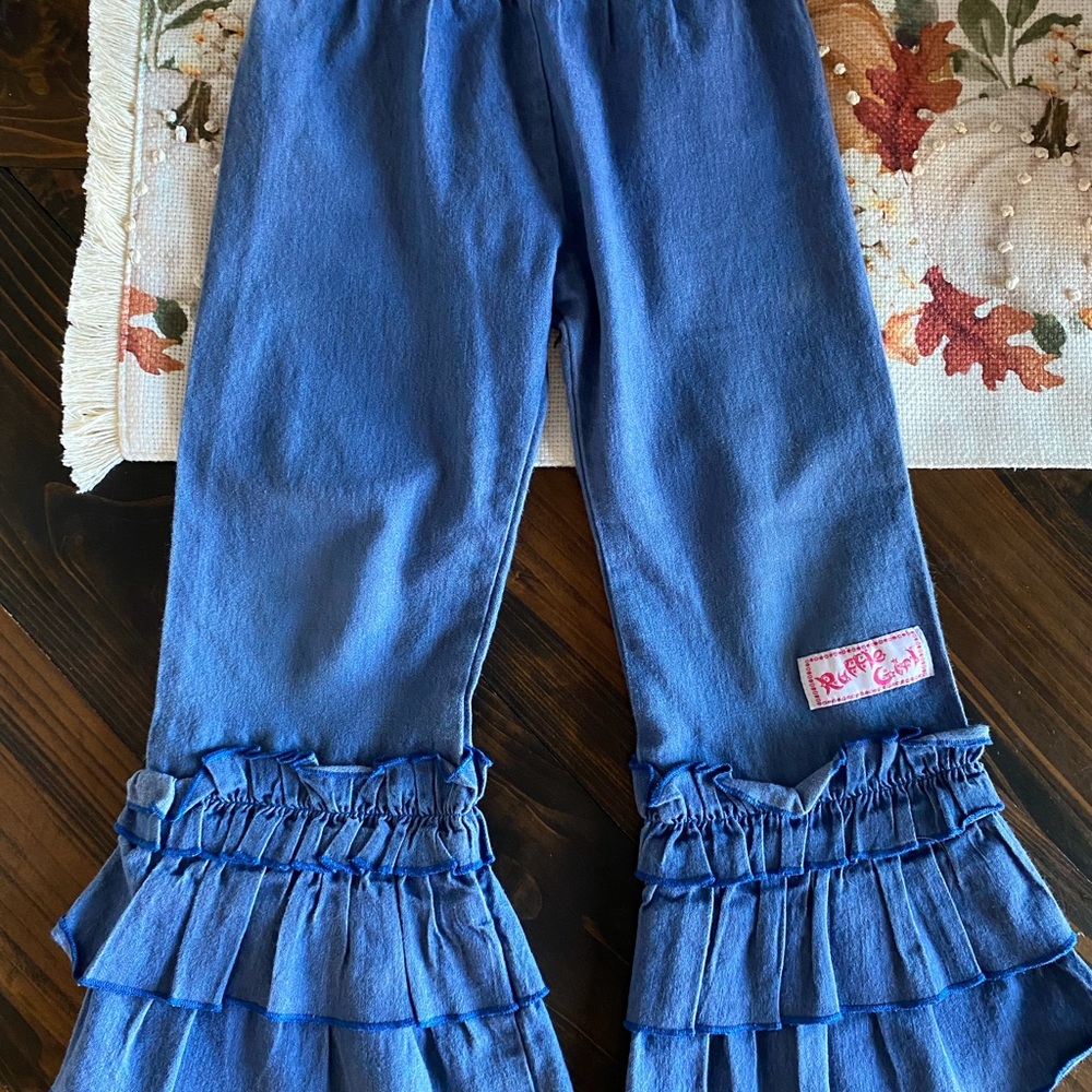 Blue Ruffle Hem Jeans
